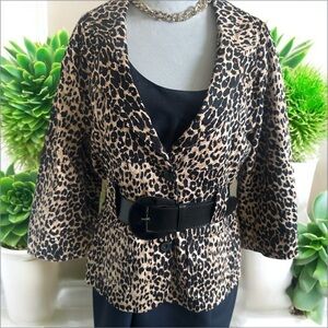 Luii Leopard Print Women's Jacket with Belt